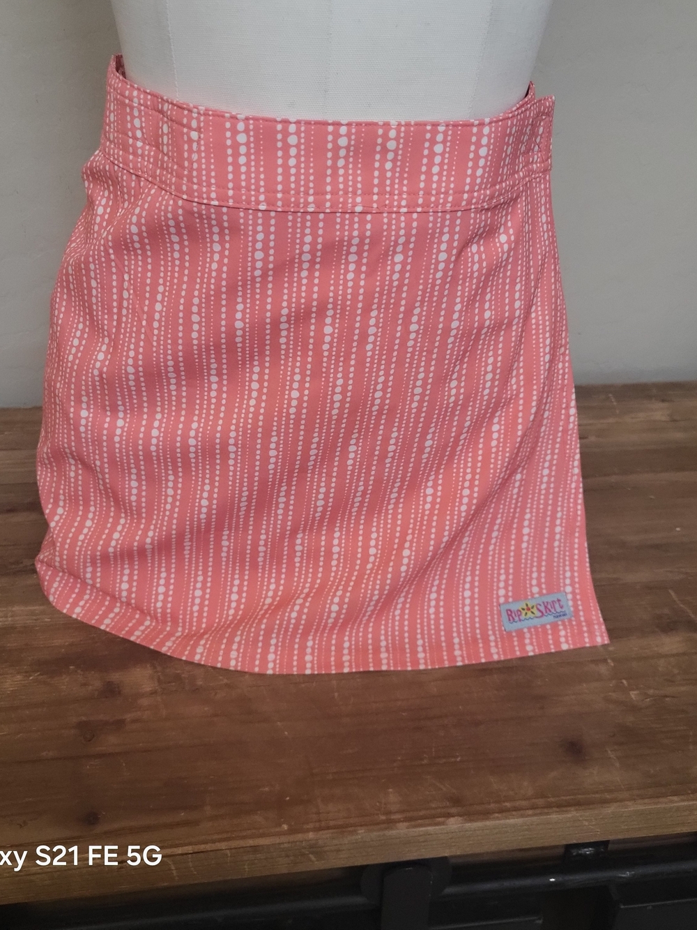 Roxy Coral-Pink Dot-Stripe Mini Skirt